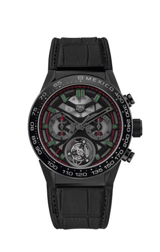 TAG Heuer Carrera Calibre Heuer 02T 45 Chronograph Tourbillon Titanium / Ceramic / Alligator / Mexico